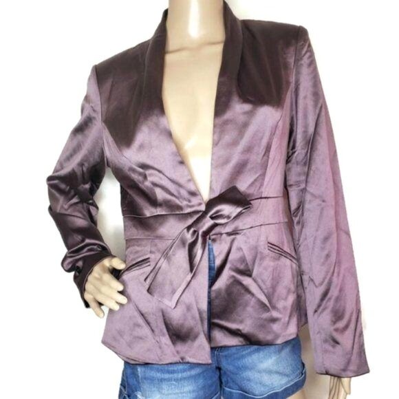 Kay Unger New York Silk Blazer jacket Size 8 Mauve lavender purple shiney sheen - Picture 1 of 12